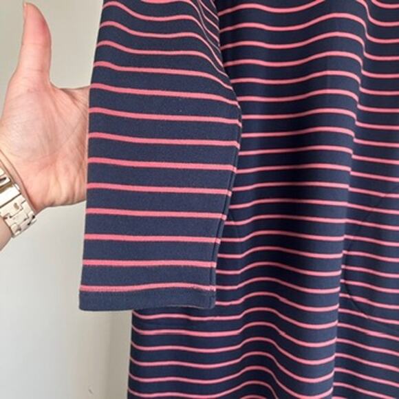J.Jill Striped Mock Neck Long Sleeve Pocket Dress Modal Cotton Navy Pink Size M - Picture 8 of 12